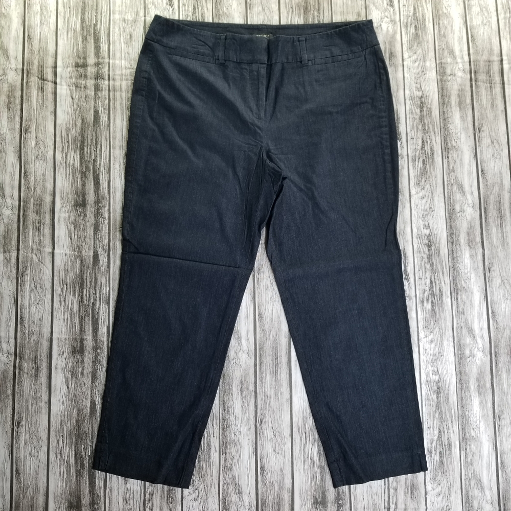 Ann Taylor Factory Womens Capri Size 10P Blue Cotton Blend Capri Casual Pants